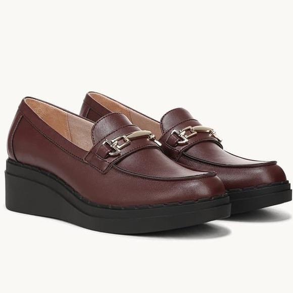 LifeStride Dolce Bit Wedge Loafer Wine Red Faux Leather Womens Sz 9.5 W WIDE New - Picture 5 of 12